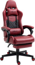 Red Racing Gaming Chair Diamond with Footrest Headrest and Lumbar Support PU Leather Office Gamer Chair High Back Swivel Recliner Adjustable Height for Office or Gaming