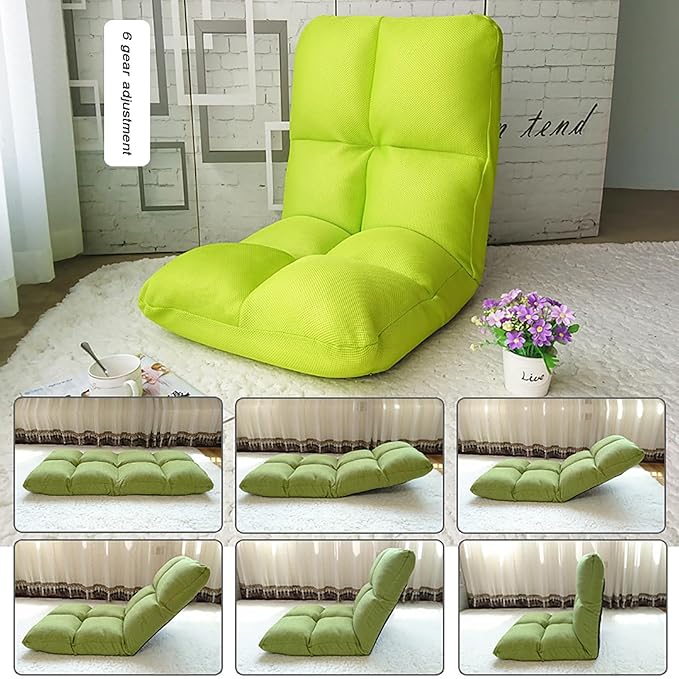 NaKeah Floor Chair with Back Support Folding Sofa Chair with 6 Adjustable Position Couch Recliner Meditation Chair Gaming Floor Chairs for AdultsC
