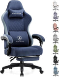 GTPLAYER Gaming Chair Computer Office Chair with Pocket Spring Cushion Linkage Armrests and Footrest High Back Ergonomic Computer Chair with Lumbar Support Task Chair with Footrest(Blue)