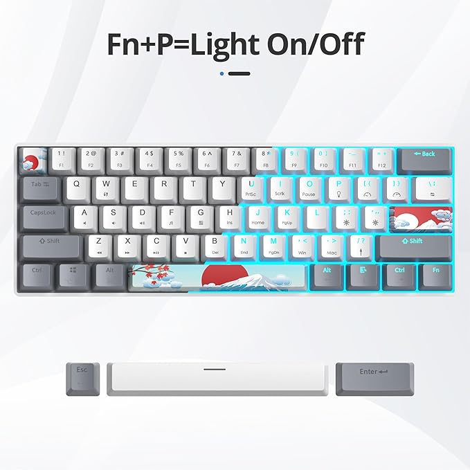 60 Percent Gaming Keyboard 61 Keys Wired Mechanical Keyboard Ultra Compact Key Board Red Switch LED Backlit for Windows Laptop Gamer