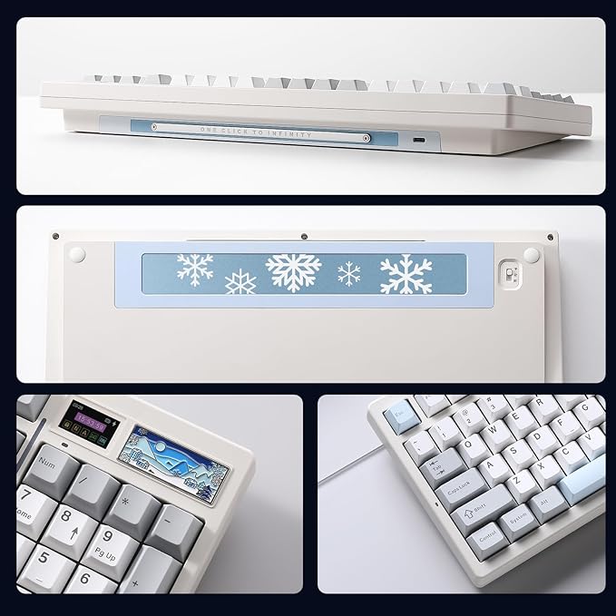 YUNZII IF99 Wireless Mechanical Gaming Keyboard with Smart LCD Display QMK/VIA Programmable BT/2.4G/USB-C Gasket Mounted Hot Swap RGB 96% Layout for Mac/Win (White Gateron Zero Switch)