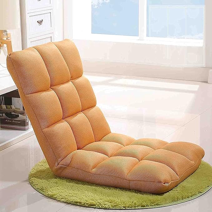 Foldable Floor Chair with Back Support All-in-One Comfort Cushion for Reading Gaming Sofa Chair - Portable Floor Lounger Available in 6 Colours (Color : Brown)
