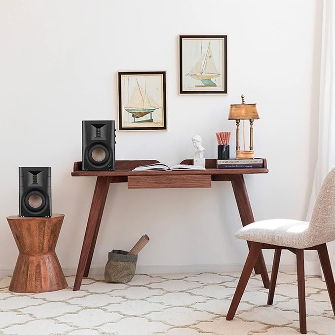 HiVi-Swans D100 Bluetooth Bookshelf Speakers - Powered Desktop Stereo Speakers for TV/Turntable/PC/Monitor - 4 Inch Near Field Computer Speakers 62w RMS - Wood Grain (Pair)