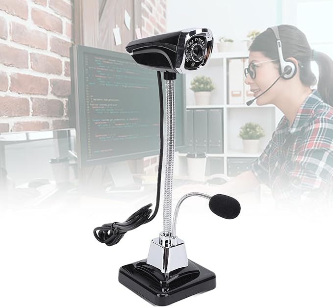 USB Web Camera Adjustable Focusing 640 x 480 Pixels Computer Camera 360 Degree Rotation Webcam for Meetings Streaming Desktop Laptop PC