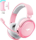 Wireless Gaming Headset 7.1 Surround Sound 2.4GHz USB Gaming Headphones with Bluetooth 5.4 100H Battery ENC Noise Canceling Mic RGB Light Wireless Headset for PC PS5 PS4 Mac Switch (Gray-Pink)