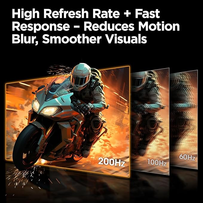 KOORUI 27 Inch 1440p Gaming Monitor 200Hz 1ms Fast IPS Screen HDR400 95% DCI-P3 Color Gamut Height/Pivot/Tilt Adjustability Adaptive Sync Technology HDMI &amp DP Ports 2K Monitor Black G272