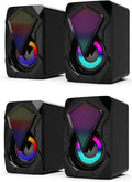 2X X2 Computer Speakers with Subwoofer for PC Desktop Computer LED Lighting Home Theater System USB Wired Sound Box