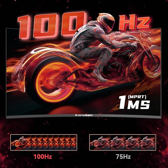 24 inch Curved Monitor 100Hz 1ms Computer Gaming Monitor FHD 1920×1080P3000:1 Contrast Ratio with FreeSync &amp Eye-Care Technology HDMI×1VGA×1 for Gaming Home OfficeWall Mount Install