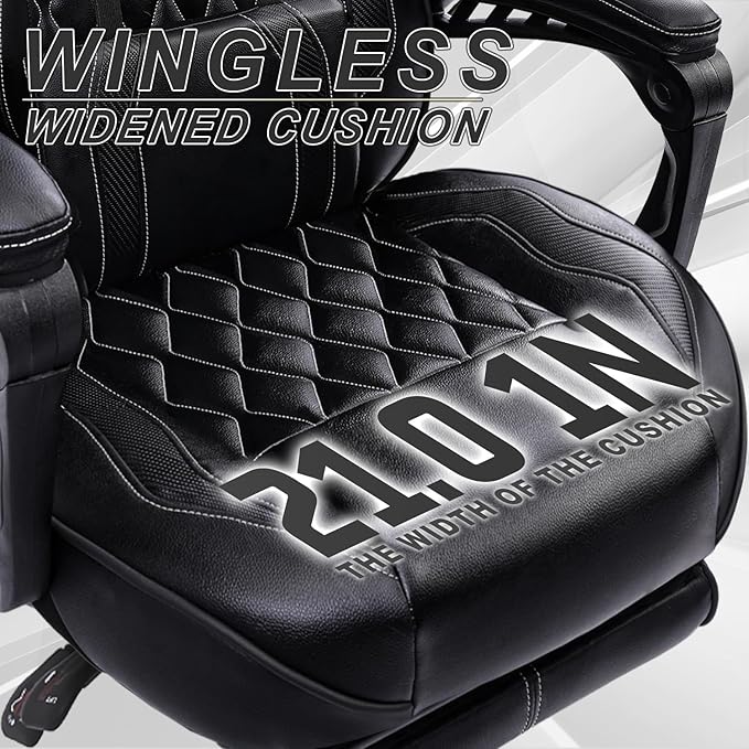 Vonesse Gaming Chair Computer Office Chair with Footrest Reclining Gaming Chairs for Adults Big and Tall Ergonomic Gaming Chair with Lumbar Support and Massage (Black)