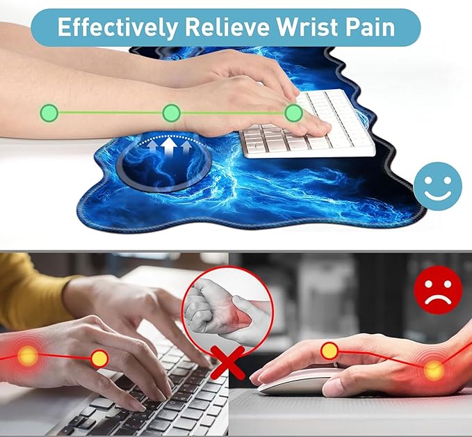 Large Mouse Pad and Keyboard Wrist Rest Desk Pad for Keyboard and Mouse 4-in-1 Large Gaming Mouse Pad with Wrist Support Desk Mat for Home Office Study Game-Smoke Skull