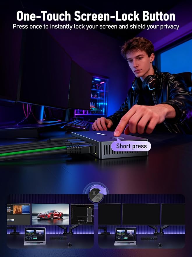Lemorele 13-in-1 USB-C Docking Station Triple Monitor Dock DP 1.2 4K@60Hz 2X HDMI 2.0 4K@60Hz DP Needs DSC for 4K@30 Triple Mode 100W PD Gigabit Ethernet USB 3.0/2.0 SD/TF Audio Windows/Mac