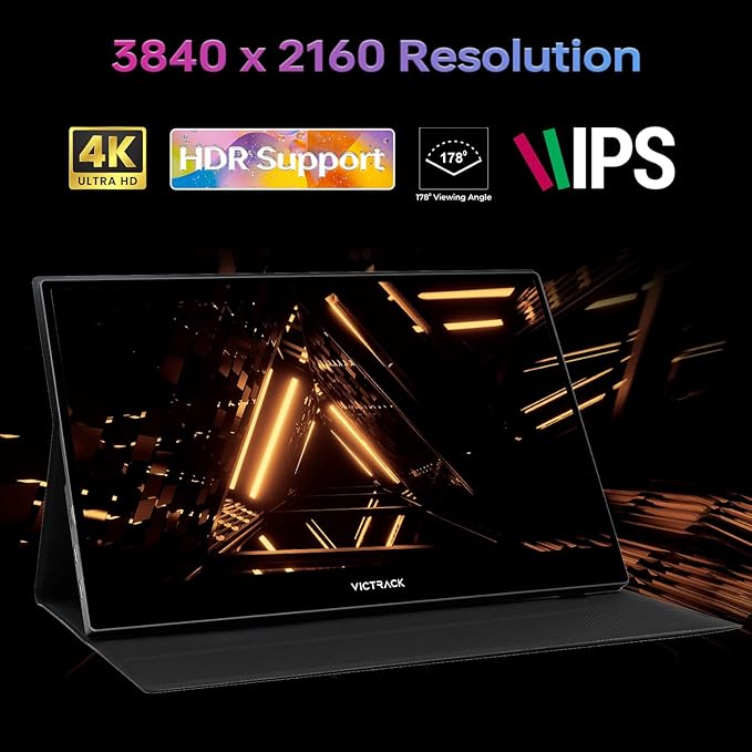 Victrack 4K Touchscreen Portable Monitor 13.3 Ultra UHD Designed for Handheld Gaming pc Style as ASUS Rog Ally Lenovo Legion go 100% RGB IPS Computer Gaming Display HDR Monitor Cover