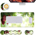 Mouse PadLarge Desk Mat Set 4in1 XL Mousepad + Keyboard Wrist Rest+Mouse Wrist Rest+Coaster with Ergonomic Desk Pad for Home Office Table Computer Cover -Pine Cones on Green Branches