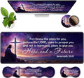 Ergonomic Memory Foam Mouse Pad Wrist Rest SetLarge Gaming Desk Pad + Keyboard Wrist Rest + Mouse Wrist Cushion + Coaster for Home Office Study GamingChristian Cross Quote Bible Verse Jeremiah 29:11