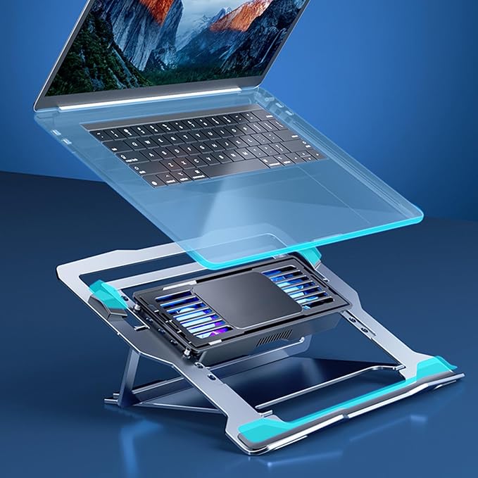 Laptop Cooling Pad Coolers with Quiet Fan for Computer PC Notebook Gaming Fan Adjustable Cooling Aluminum Laptop Stand