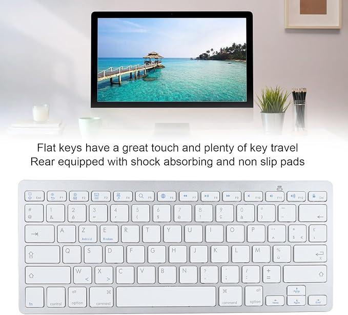 Bilingual Keyboard Portable Thin for German French Spanish Italian Keyboard Bluetooth Keyboard Compatible with iOS Android OS (French AZERTY Layout)
