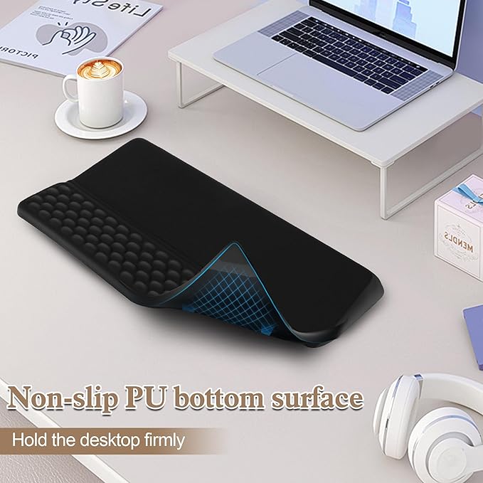 HONGZHONG Keyboard Stand with Wrist Rest Extra Large Computer Wrist Support Pad Comfy Ergonomic Keyboard Riser Holder for Relieve Hand Pain Black (Point Type)