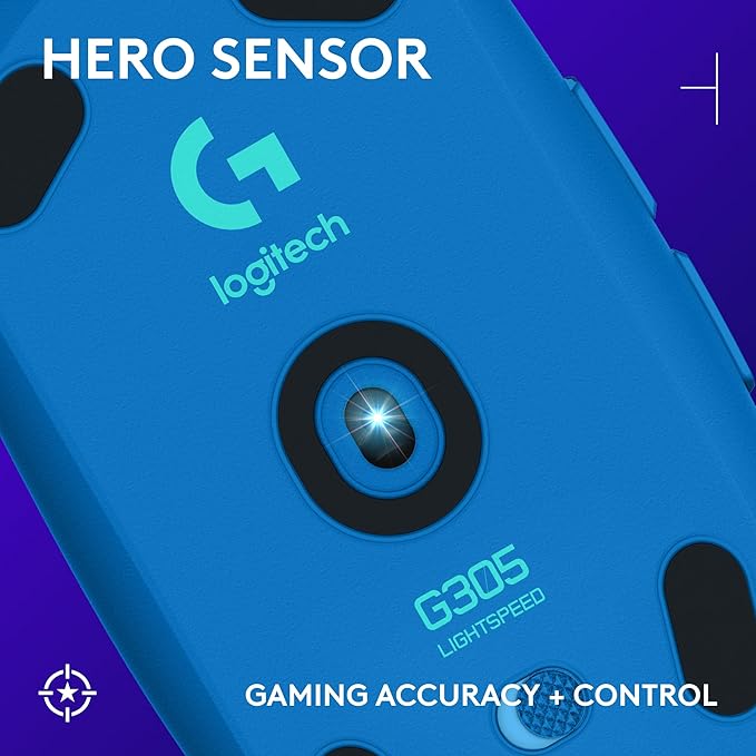 Logitech G305 Lightspeed Wireless Gaming Mouse Hero Sensor 12000 DPI Lightweight 6 Programmable Buttons 250h Battery On-Board Memory Compatible with PC Mac - Blue