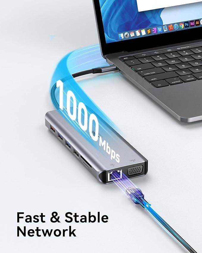 USB C Docking Station Dual Monitor for Laptop LIONWEI 14-in-1 USB-C Hub with Triple Display 2 HDMI + VGA Ethernet 6 USB A/C 3.0/2.0 PD SD/TF Audio USBC Dock for Surface/HP/Dell/Lenovo/MacBook