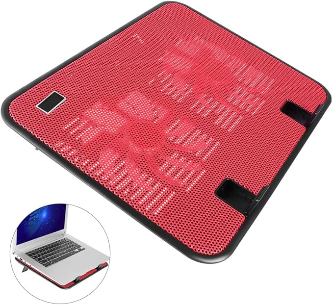 Laptop Cooling Pad Stand with Dual Quiet USB Fans Lightweight Ergonomic Notebook Cooler Angles Slip Design for Travel and Office Use Red