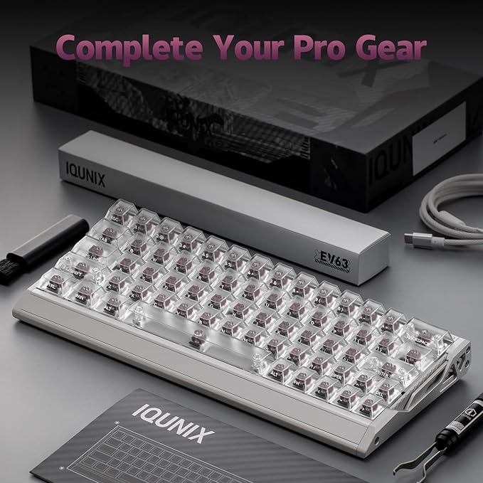 IQUNIX EV63 Hall Effect Magnetic Gaming Keyboard 60% | Rapid Trigger Adjustable Actuation for FPS Gamers | Hot Swap SOCD RGB Full Aluminum Case (Silver Knight)