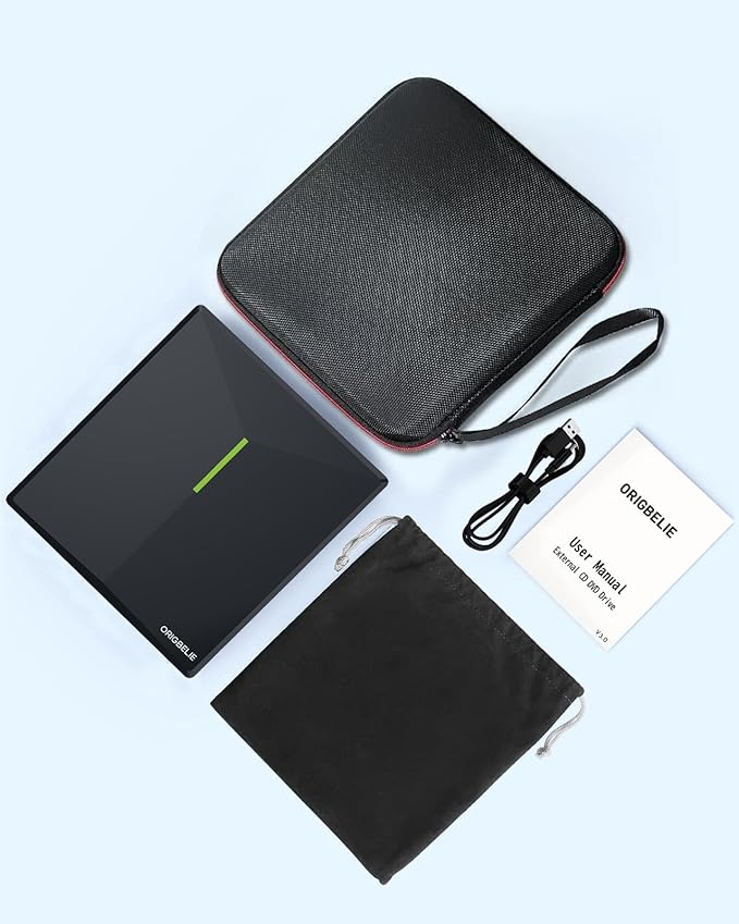 External CD DVD Drive with 4 USB Ports and 2 TF/SD Card Slots USB 3.0 Portable CD/DVD Disk Drive Player Burner Reader Writer for Laptop Mac PC Windows 11/10/8/7 Linux OS with Carrying Case