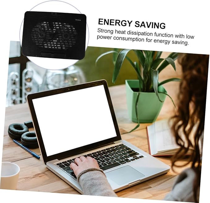 HOMSFOU Portable Laptop Cooler with USB Powered Fans Notebook Cooling Mat for Enhanced Heat Dissipation Energy Saving Black