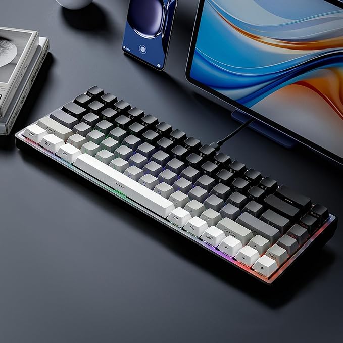Mechanical Gaming Keyboard 65% Wired Magnetic Switch Hot Swappable RGB Backlit 68-Key Compact Mini Keyboard with Blue Switch Detachable USB-C Cable for PC Mac Gamer