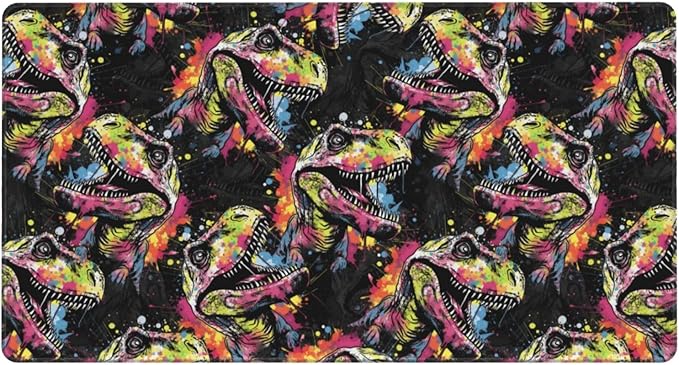 Colorful Tyrannosaurus Rex Mouse Pad Non Slip Large Desk Keyboard Mat Gaming Protection Pad 16X29.5 Inch