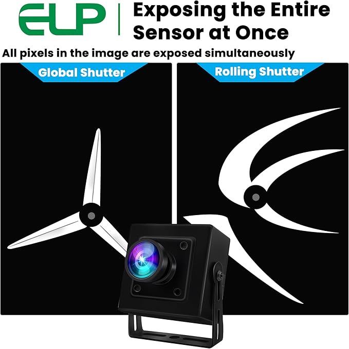 ELP 5MP 50fps Global Shutter USB Camera with Housing for Computer UVC USB2.0 Lightburn Camera for Laser Engraver High Speed 60fps PC Cam Wide Angle 100° WebCamera for Live Streaming