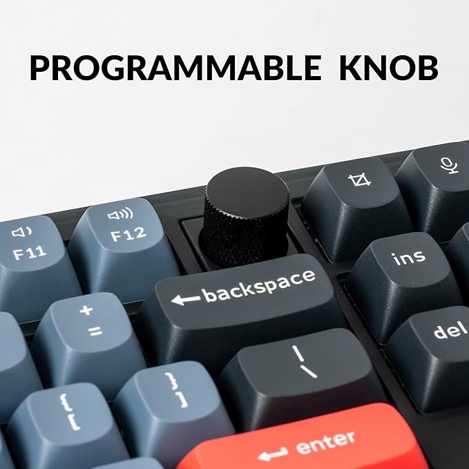 Keychron V3 Wired Custom Mechanical Keyboard Knob Version TKL QMK/VIA Programmable Macro with Hot-swappable Keychron K Pro Brown Switch Compatible with Mac Windows Linux (Frosted Black-Translucent)