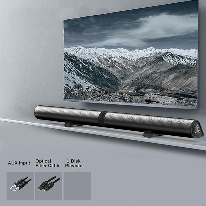 Yunseity Speaker Kit 40W Subwoofer 3D Stereo Home Cordless Speaker Soundbar Speakers for TV Computer with 4 Drivers DSP Technology 3D Sound 8-10m