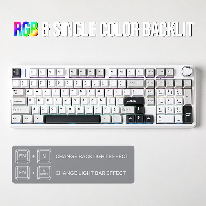 EPOMAKER X Aula F99 PRO Wireless Gaming Keyboard with 8000mAh Battery Hot Swappable Creamy Keyboard 2.4GHz/Type-C/BT5.0 NKRO RGB Backlit for Win/Mac/Gaming (Black&ampGrey&ampWhite)