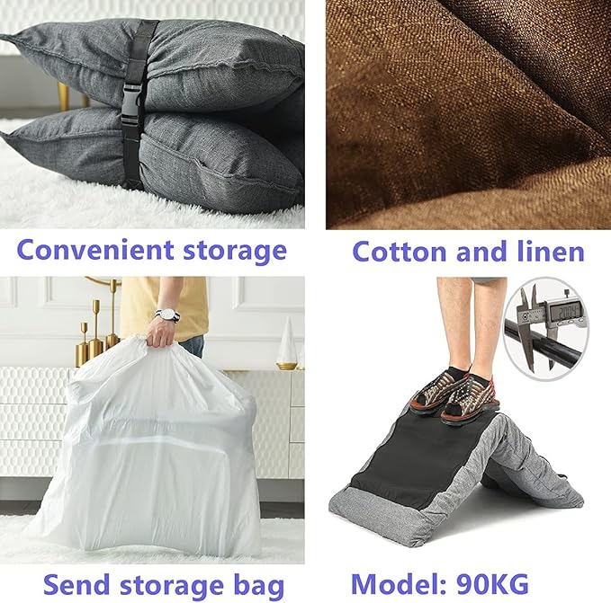 Floor Chair with Throw Pillow Foldable Lazy Sofa Chair Rest Nap Game Floor Chair with Foldable Adjustable Back Support 6 Angles Foldable Gaming Chair Japanese Meditation ChairBlack