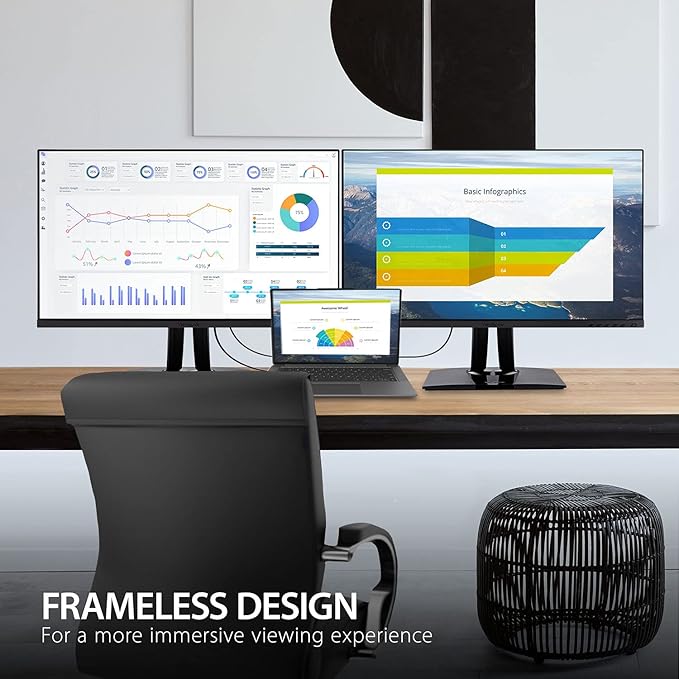ViewSonic VP2756-2K 27 Inch IPS 1440p Ergonomic Monitor with Ultra-Thin Bezels Color Accuracy Pantone Validated 60W USB C