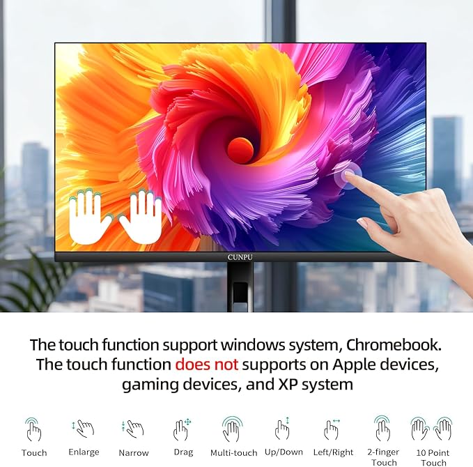 27 Inch Touchscreen Monitor 10 Point Touch FHD 1080P 60Hz Nano IPS Screen 100% SRGB VESA Wall Mountable Tilt Adjustment VGA HDMI for PC Laptop Business &amp Work Station