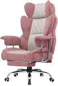 GTPLAYER Gaming ChairOffice Chair with Pocket Spring Lumbar Support Ergonomic Comfortable Wide Office Desk Computer Chair with Outward Fixed Soft Armrests and Footrest (Fabric Pink)