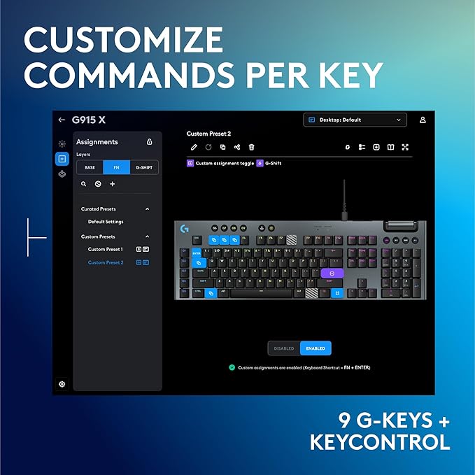 Logitech G915 X Low-Profile Wired Mechanical Gaming Keyboard Double-Shot PBT Keycaps Fully Programmable Keys RGB Lighting Aluminum Finish GL Red Linear Switches - PC/Mac
