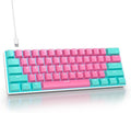 Portable 60% Mechanical Gaming Keyboard 60 Percent Red Switch LED Backlit 61 Keys Mini Pink USB Wired Office Keyboard for Windows Mac Laptop PC