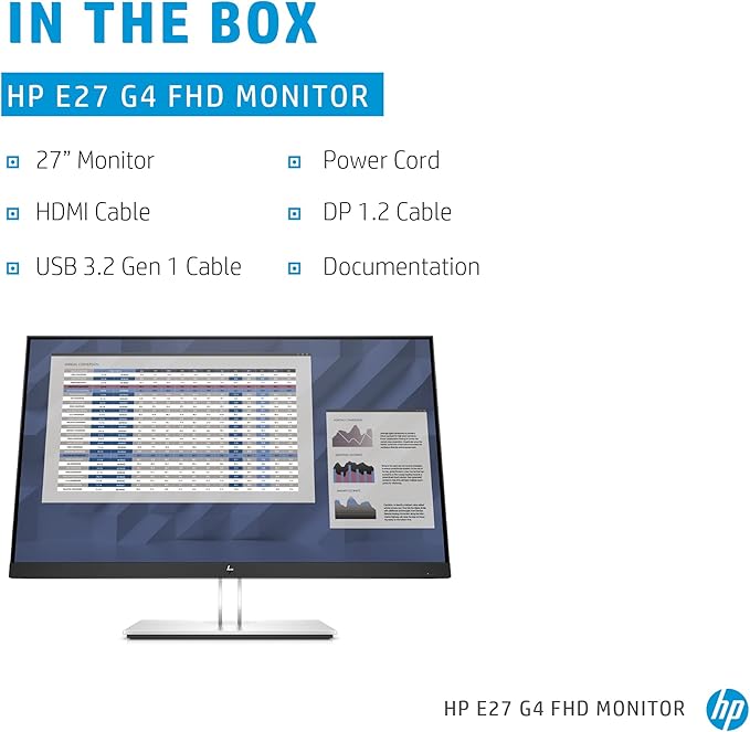 HP E27 G4 27-inches Full HD 1920 x 1080 Pixels Anti-Glare IPS Monitor with Low Blue Light Mode and On-Screen Control