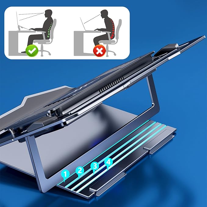 Laptop Cooling Pad Coolers with Quiet Fan for Computer PC Notebook Gaming Fan Adjustable Cooling Aluminum Laptop Stand