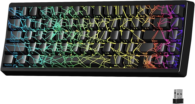 HITIME x XVX M67 60% Percent Keyboard Wireless QMK/VIA Black Spider Web Gaming Keyboard Tri-Mode Thocky Creamy Mechanical Key Board Hot Swappable Gasket Mount RGB IMD Tech for Win/Mac