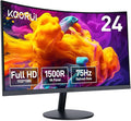 KOORUI 24 inch Curved Monitor Full HD 1080P Curved Computer Monitor 1500R Screen HDMI VGA Tilt Adjustment LCD Display Eye Care Black 24N5CA