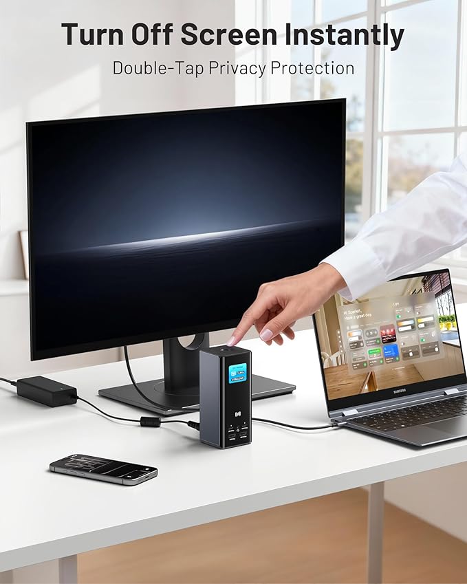 Selore Triple Monitor Docking Station for MacBook 4K@60Hz USB-C Dock 3 Displays with 3HDMI+2DP 10Gbps USB 2.5G Ethernet &amp 150W PD + Phone Charging Compatible with Dell/HP/Lenovo (Driver Requir