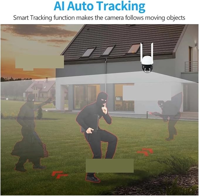 IP Camera P2P 1080P HD WiFi Color Night Vision Auto Tracking Surveillance Webcam Outdoor Security Monitor(UK PlugCamera Add 128G)