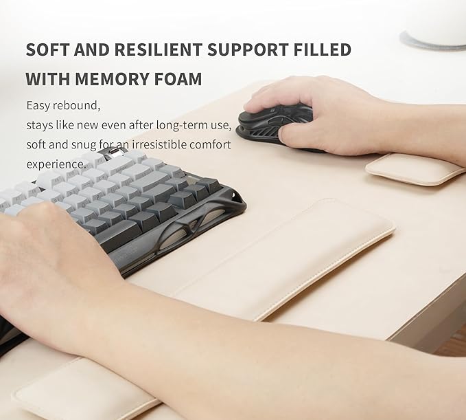 RENMTURE Large Mouse Pad and Keyboard Wrist Rest Desk Pad for Keyboard and Mouse Large Gaming Mouse Pad with Wrist Support Desk Mat for Work and Gaming (Apricot)