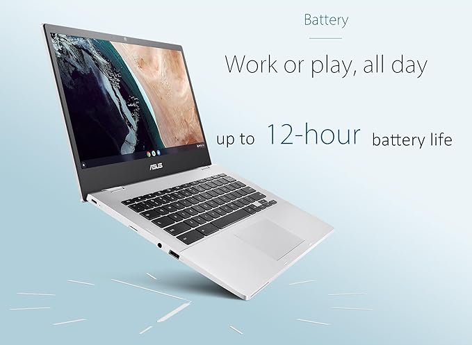 ASUS Chromebook 14 Laptop (14 FHD Anti-Glare Intel Celeron N4500 4GB RAM 128GB Storage (64GB eMMC+ 64GB IST SD Card)) Home &amp Student IST HUB 12-Hour Long Battery Life Webcam Wi-Fi Chrome
