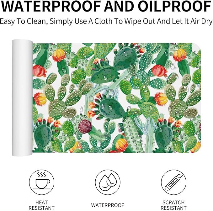 Cactus Plant Large Mouse Pad Gaming Mousepad with Wrist Support Rubber Computer Keyboard Mat for Desk Laptop Non-Slip Full Deskmat Protector Waterproof Writing Pad Office Home 16x35.5 in