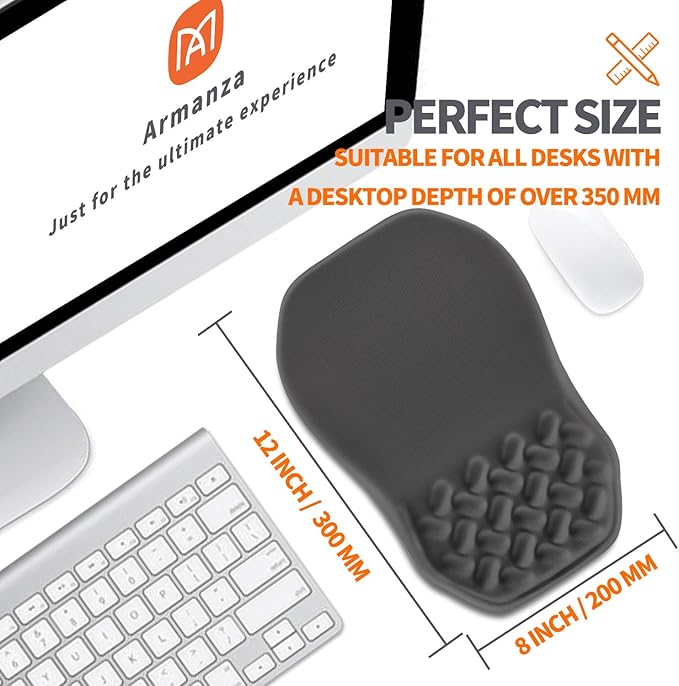 Ergonomic Slope Mouse Pad Wrist Support Wrist Rest Mousepad for Carpal Tunnel Pain Relief with Massage Bulge and Slow Rebound Memory Foam (12x8 inch Dark Gray)