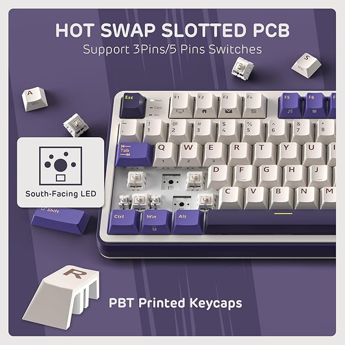 RK ROYAL KLUDGE S98 Mechanical Keyboard w/Smart Display &amp Knob Top Mount 96% Wireless Mechanical Keyboard BT/2.4G/USB-C Hot Swappable Software Support Massive Battery 98 Keys